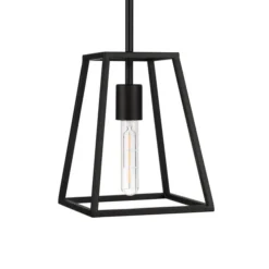 Rhom 8" Wide Open-Framed Pendant In Blackened Bronze/No Shade