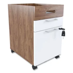 Union & Scale Essentials Mobile Pedestal File, Left Or Right, 2-Drawers: Box/File, Legal/Letter, White/Espresso, 15.5" X 21.2" X 24.2"