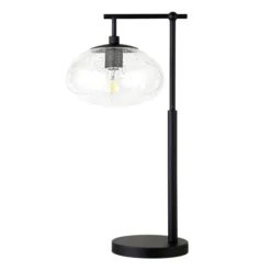Blume 25" Tall Arc Table Lamp With Glass Shade In Blackened Bronze/Seeded 12 Blume 25" Tall Arc Table Lamp With Glass Shade In Blackened Bronze/Seeded -office furniture sale 8e11adc74f75f4cae0aa074b40ee3d8d99
