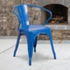 Luna Commercial Grade Blue Metal Indoor-Outdoor Chair With Arms