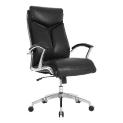 Modern Comfort Verismo Bonded Leather High-Back Executive Chair, Black/Chrome, BIFMA Certified