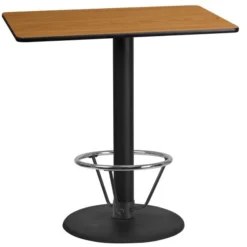 Stiles 24'' X 42'' Rectangular Natural Laminate Table Top With 24'' Round Bar Height Table Base And Foot Ring