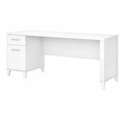 Bush Furniture Somerset 72W Office Desk With Drawers In White