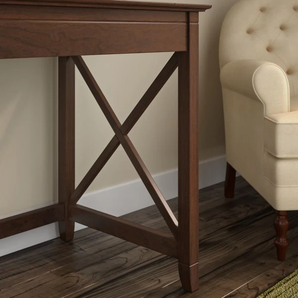 Bush Furniture Key West 60W L Shaped Desk With 2 Drawer Mobile File Cabinet In Bing Cherry 2 Bush Furniture Key West 60W L Shaped Desk With 2 Drawer Mobile File Cabinet In Bing Cherry - Image 2