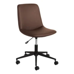 Praxley Faux Leather Low-Back Task Chair, Brown, BIFMA Certified