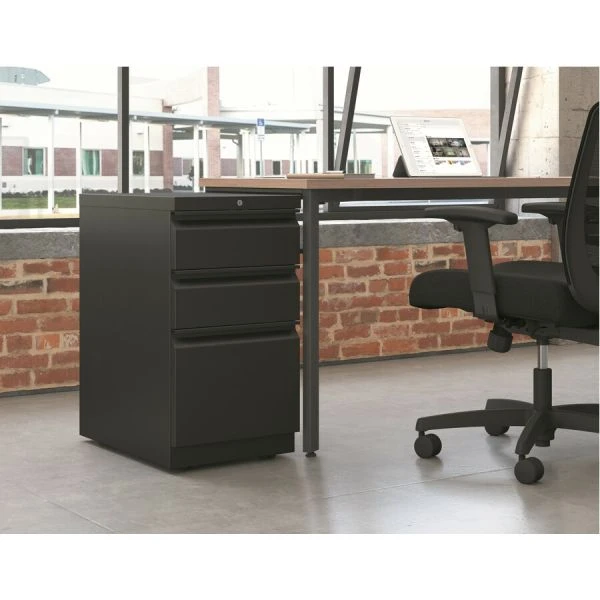 HON Brigade Mobile Pedestal With Pencil Tray Insert, Left Or Right, 3-Drawers: Box/Box/File, Letter, Black, 15" X 22.88" X 28" 2 HON Brigade Mobile Pedestal With Pencil Tray Insert, Left Or Right, 3-Drawers: Box/Box/File, Letter, Black, 15" X 22.88" X 28" - Image 2