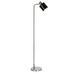 Thew 65" Tall Floor Lamp With Metal Shade In Nickel/Black