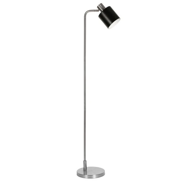 Thew 65" Tall Floor Lamp With Metal Shade In Nickel/Black 1 Thew 65" Tall Floor Lamp With Metal Shade In Nickel/Black