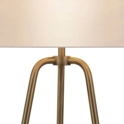 Marduk 25.5" Tall Table Lamp With Fabric Shade In Brass/White -office furniture sale 900479baa8930843b3a9da13a396a9b30d