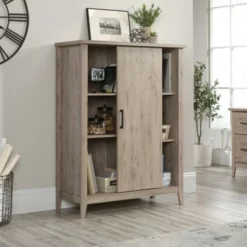 Sauder Summit Station 52"H Bookcase With Sliding Door, Laurel Oak -office furniture sale 9009a02f6b1317ff897644e2a28a780efb