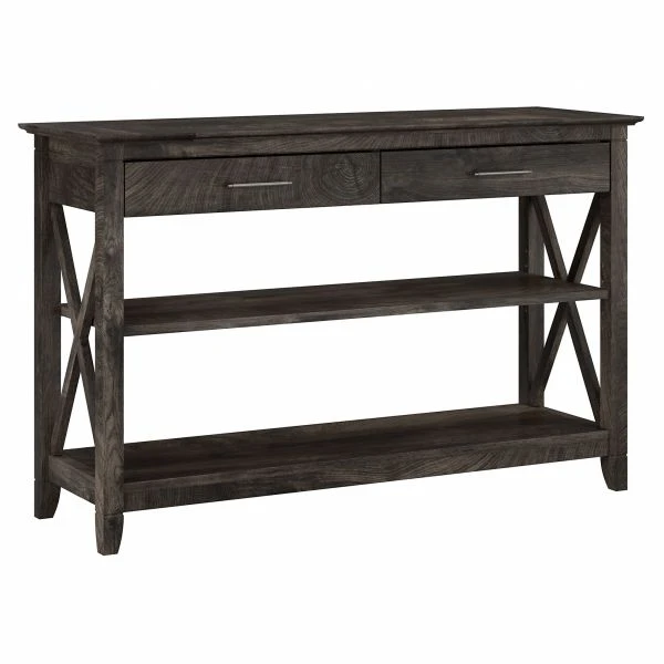 Bush Furniture Key West Console Table With Drawers And Shelves In Dark Gray Hickory 1 Bush Furniture Key West Console Table With Drawers And Shelves In Dark Gray Hickory