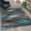 Rylan Collection 5' X 7' Blue Scraped Design Area Rug - Olefin Rug With Jute Backing - Living Room, Bedroom, Entryway