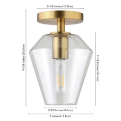 Remy 7" Wide Semi Flush Mount With Glass Shade In Brass/Clear 7 Remy 7" Wide Semi Flush Mount With Glass Shade In Brass/Clear -office furniture sale 902151355e0502cc3342a4c0858d3e2c4f