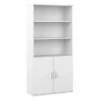 Bush Business Furniture Hybrid Tall 5 Shelf Bookcase With Doors In White
