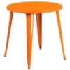 Jeffrey Commercial Grade 30" Round Orange Metal Indoor-Outdoor Table