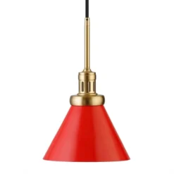 Zeno 8.5" Wide Pendant With Metal Shade In Poppy Red/Brass/Poppy Red 17 Zeno 8.5" Wide Pendant With Metal Shade In Poppy Red/Brass/Poppy Red -office furniture sale 906040215b49d447672893583eba2c7c00
