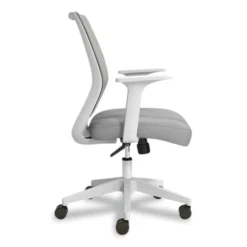 Union & Scale Essentials Mesh Back Fabric Task Chair With Arms, Supports Up To 275 Lb, Gray Fabric Seat, Gray Mesh Back, White Base -office furniture sale 9076c1c4fdacea29a31d71d554444d97c2