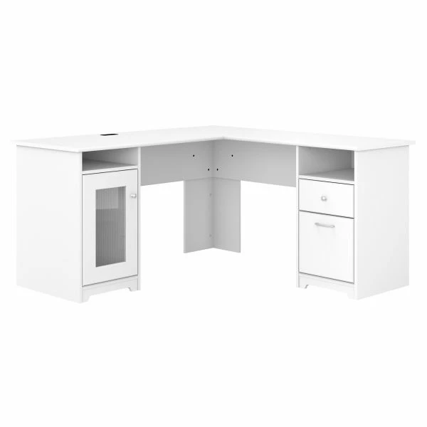 Bush Furniture Cabot 60W L Shaped Computer Desk In White 2 Bush Furniture Cabot 60W L Shaped Computer Desk In White - Image 2