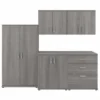 Bush Business Furniture Universal 92W 5 Piece Modular Storage Set With Floor And Wall Cabinets In Platinum Gray