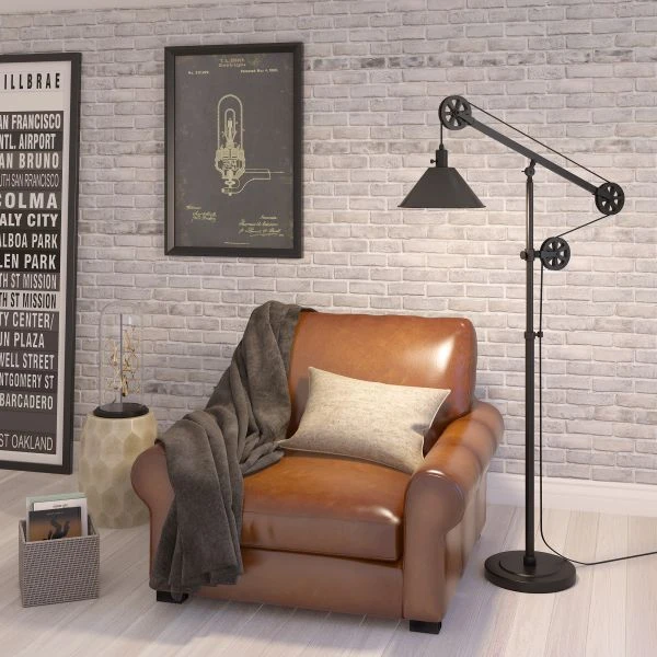 Descartes Pulley System Floor Lamp With Metal Shade In Blackened Bronze/Blackened Bronze 10 Descartes Pulley System Floor Lamp With Metal Shade In Blackened Bronze/Blackened Bronze - Image 10