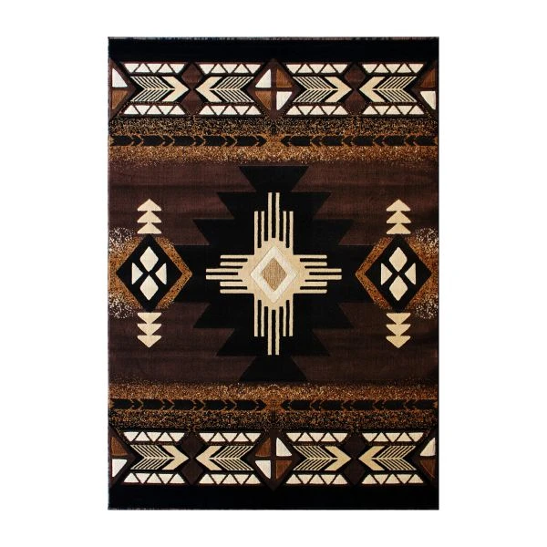 Mohave Collection 5' X 7' Chocolate Traditional Southwestern Style Area Rug - Olefin Fibers With Jute Backing 2 Mohave Collection 5' X 7' Chocolate Traditional Southwestern Style Area Rug - Olefin Fibers With Jute Backing - Image 2