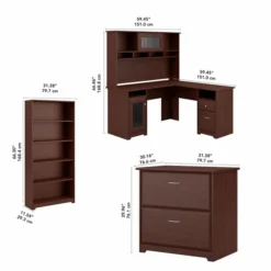 Bush Furniture Cabot L Shaped Desk With Hutch, Lateral File Cabinet And 5 Shelf Bookcase In Harvest Cherry -office furniture sale 911ea54dc7b7839bd02cc0c581efa2a837