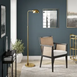Arundel 66" Tall Integrated LED Floor Lamp With Metal Shade In Brushed Brass -office furniture sale 914fa2373ac1684874bc14d771dc1d1cb2