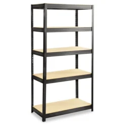 Safco Boltless Steel/Particleboard Shelving, Five-Shelf, 36w X 18d X 72h, Black