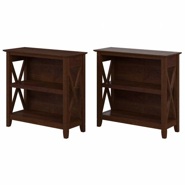 Bush Furniture Key West Small 2 Shelf Bookcase - Set Of 2 In Bing Cherry 1 Bush Furniture Key West Small 2 Shelf Bookcase - Set Of 2 In Bing Cherry