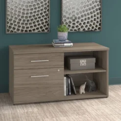 Bush Business Furniture Office 500 Low Storage Cabinet With Drawers And Shelves In Modern Hickory -office furniture sale 92110cc1e5d5847c4f21fd51b5388e8044