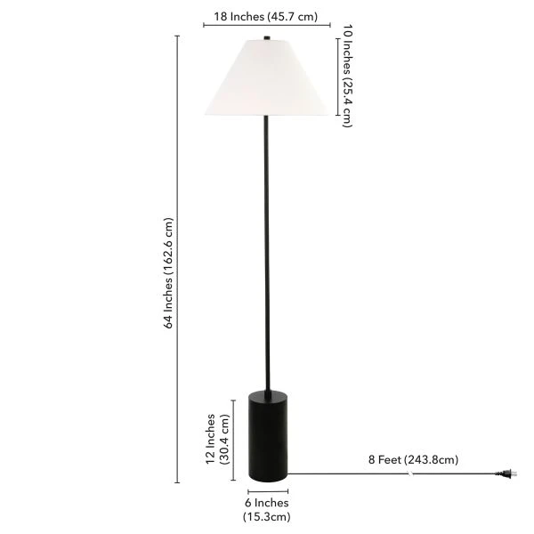 Somerset 64" Tall Floor Lamp With Fabric Shade In Blackened Bronze/White 5 Somerset 64" Tall Floor Lamp With Fabric Shade In Blackened Bronze/White - Image 5