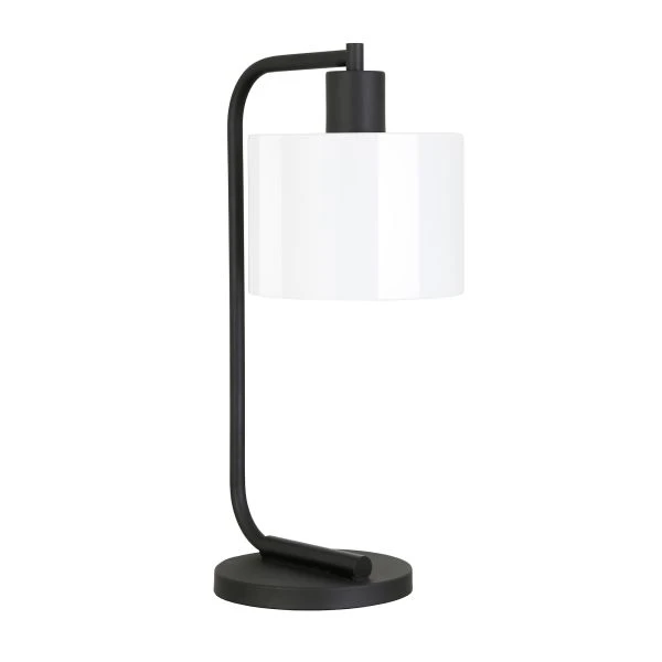 Cadmus 20.5" Tall Table Lamp With Glass Shade In Blackened Bronze/White Milk 2 Cadmus 20.5" Tall Table Lamp With Glass Shade In Blackened Bronze/White Milk - Image 2