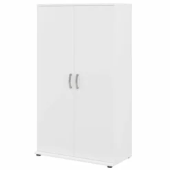 Bush Business Furniture Universal Tall Storage Cabinet With Doors And Shelves In White