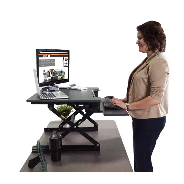 Victor High Rise Height Adjustable Standing Desk With Keyboard Tray, Black, 31" Wide 2 Victor High Rise Height Adjustable Standing Desk With Keyboard Tray, Black, 31" Wide - Image 2
