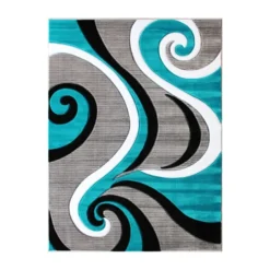 Athos Collection 5' X 7' Turquoise Abstract Area Rug - Olefin Rug With Jute Backing - Hallway, Entryway, Or Bedroom 5 Athos Collection 5' X 7' Turquoise Abstract Area Rug - Olefin Rug With Jute Backing - Hallway, Entryway, Or Bedroom -office furniture sale 92c052bcdbb2fd4c9ac94d778510ee1229