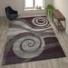 Cirrus Collection 6' X 9' Purple Swirl Patterned Olefin Area Rug With Jute Backing For Entryway, Living Room, Bedroom