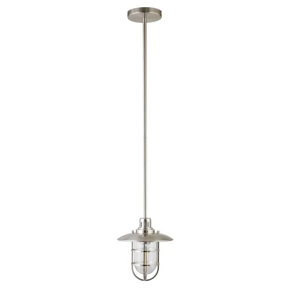 Bay 8.25" Wide Lantern Pendant With Glass/Metal Shade In Brushed Nickel/Clear 1 Bay 8.25" Wide Lantern Pendant With Glass/Metal Shade In Brushed Nickel/Clear