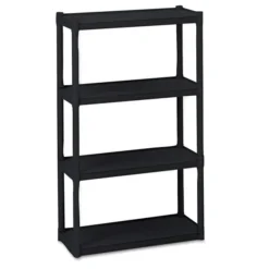 Iceberg Rough N Ready Open Storage System, Four-Shelf, Injection-Molded Polypropylene, 32w X 13d X 54h, Black