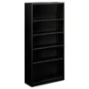 HON Metal Bookcase, Five-Shelf, 34.5w X 12.63w X 71h, Black