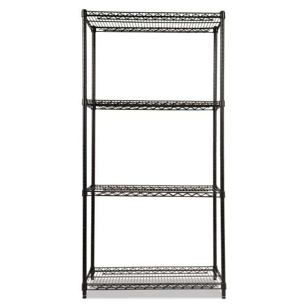 Alera NSF Certified Industrial Four-Shelf Wire Shelving Kit, 36w X 18d X 72h, Black 8 Alera NSF Certified Industrial Four-Shelf Wire Shelving Kit, 36w X 18d X 72h, Black - Image 8