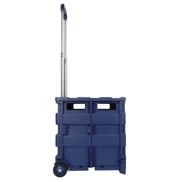 Mobile Folding Cart With Lid, 16"H X 18"W X 15"D, Blue 3 Mobile Folding Cart With Lid, 16"H X 18"W X 15"D, Blue - Image 3
