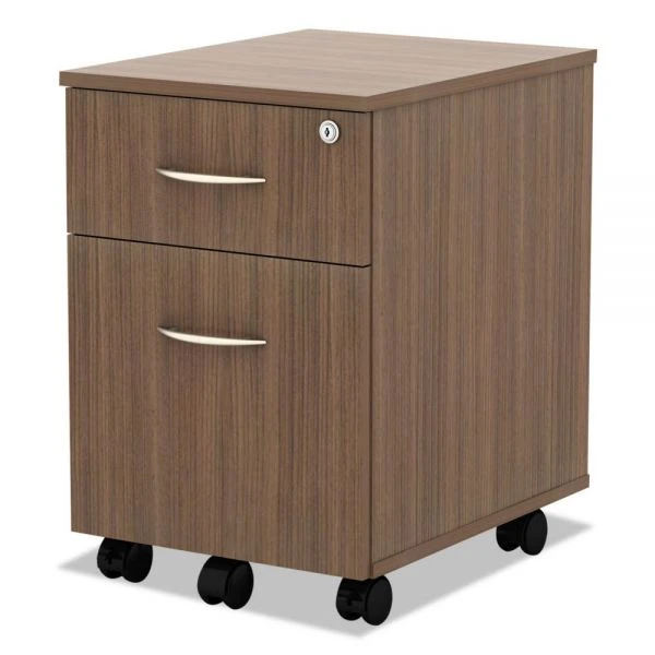 Alera Valencia Series Mobile Pedestal, Left/Right, 2-Drawers: Box/File, Legal/Letter, Modern Walnut, 15.88" X 19.13" X 22.88" 5 Alera Valencia Series Mobile Pedestal, Left/Right, 2-Drawers: Box/File, Legal/Letter, Modern Walnut, 15.88" X 19.13" X 22.88" - Image 5
