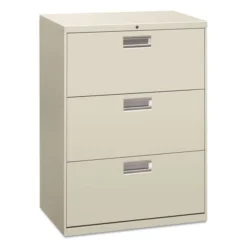 HON Brigade 600 Series Lateral File, 3 Legal/Letter-Size File Drawers, Light Gray, 30" X 18" X 39.13"