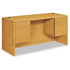 HON 10700 Kneespace Credenza, 3/4 Height Pedestals, 60w X 24d X 29.5h, Harvest