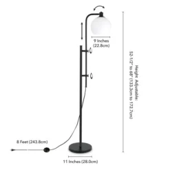 Antho Height-Adjustable Floor Lamp With Glass Shade In Blackened Bronze/White Milk -office furniture sale 9580dc30532720124934c2525593b02cc5