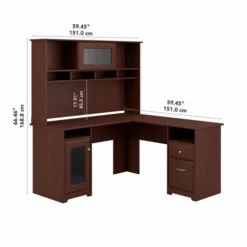 Bush Furniture Cabot 60W L Shaped Computer Desk With Hutch In Harvest Cherry -office furniture sale 9590eceab67fe0a9a573b9bc28217a6998