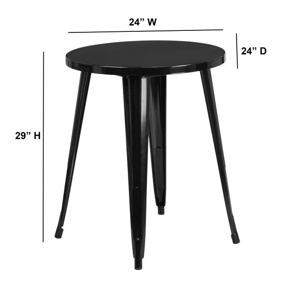 Webb Commercial Grade 24" Round Black Metal Indoor-Outdoor Table 2 Webb Commercial Grade 24" Round Black Metal Indoor-Outdoor Table - Image 2
