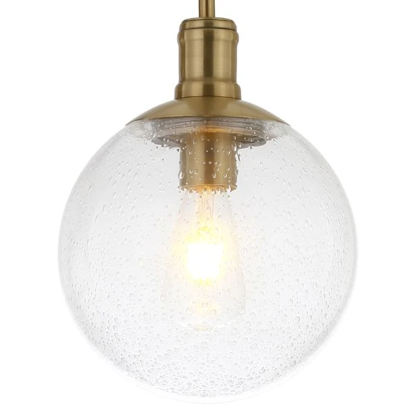 Walker 9" Wide Pendant With Glass Shade In Brass/Seeded 7 Walker 9" Wide Pendant With Glass Shade In Brass/Seeded - Image 7