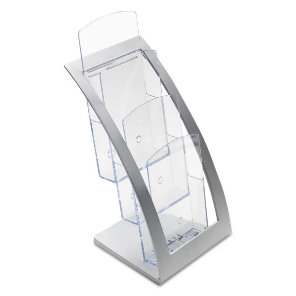 Deflecto 3-Tier Literature Holder, Leaflet Size, 6.75w X 6.94d X 13.31h, Silver 7 Deflecto 3-Tier Literature Holder, Leaflet Size, 6.75w X 6.94d X 13.31h, Silver - Image 7