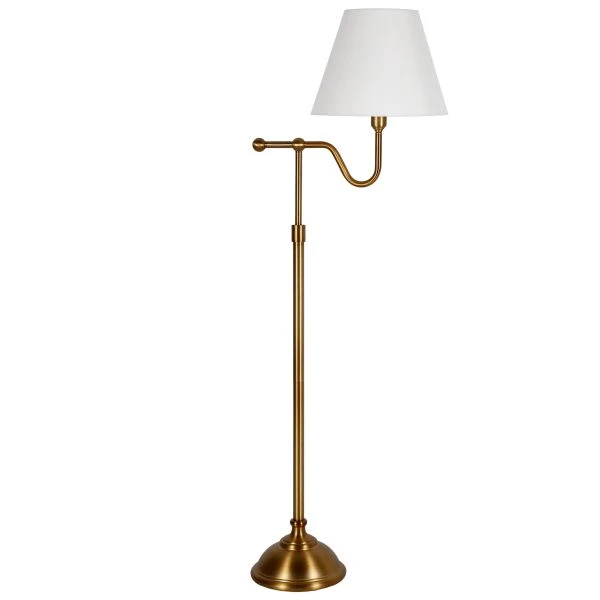 Wellesley 63" Tall Floor Lamp With Fabric Shade In Brass/White 1 Wellesley 63" Tall Floor Lamp With Fabric Shade In Brass/White